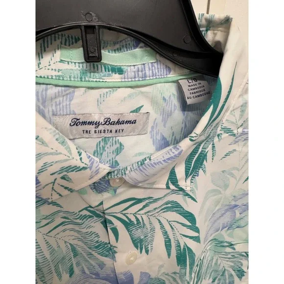 Tommy Bahama The Siesta Key Mens Large Tropical Palm Print Long Sleeve Shirt L - Picture 3 of 8